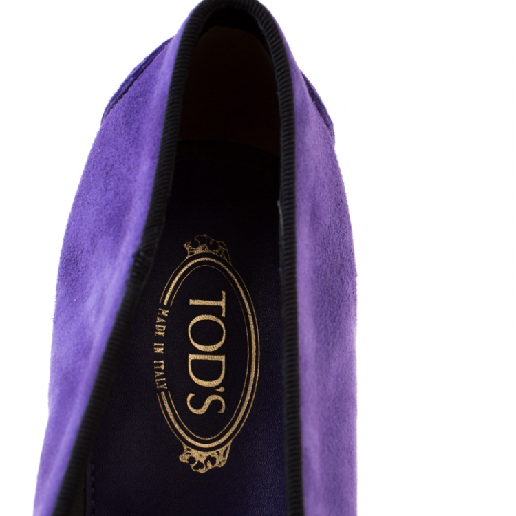 Pre Owned Tod's Purple Suede Smoking Slippers Size 37.5