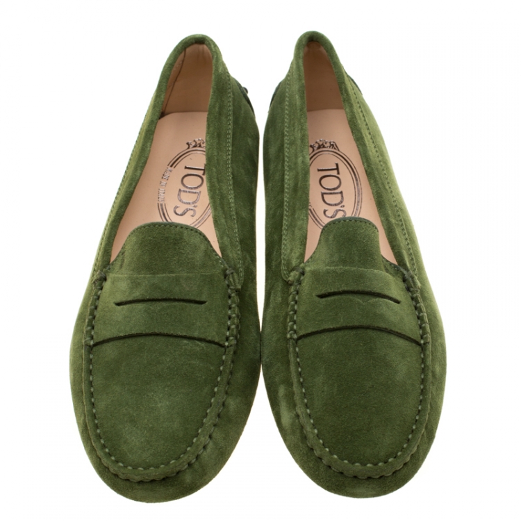 Tod's Green Suede Penny Loafers Size 37.5 Tod's | TLC