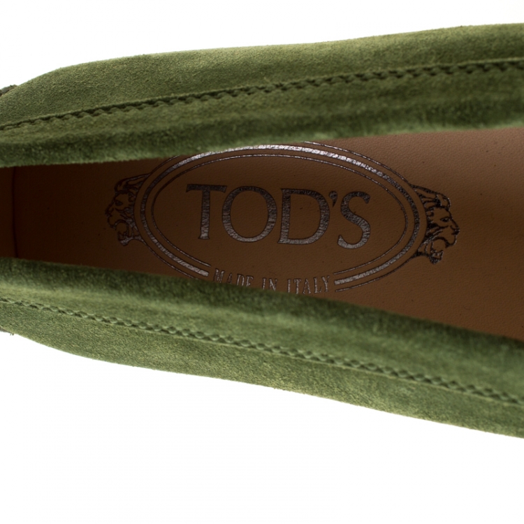Pre Owned Tod's Green Suede Penny Loafers Size 37.5