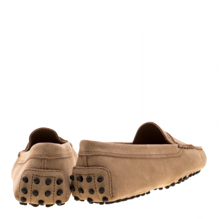 Pre Owned Tod's Beige Suede Penny Loafers Size 37.5