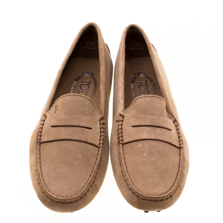 Pre Owned Tod's Beige Suede Penny Loafers Size 37.5