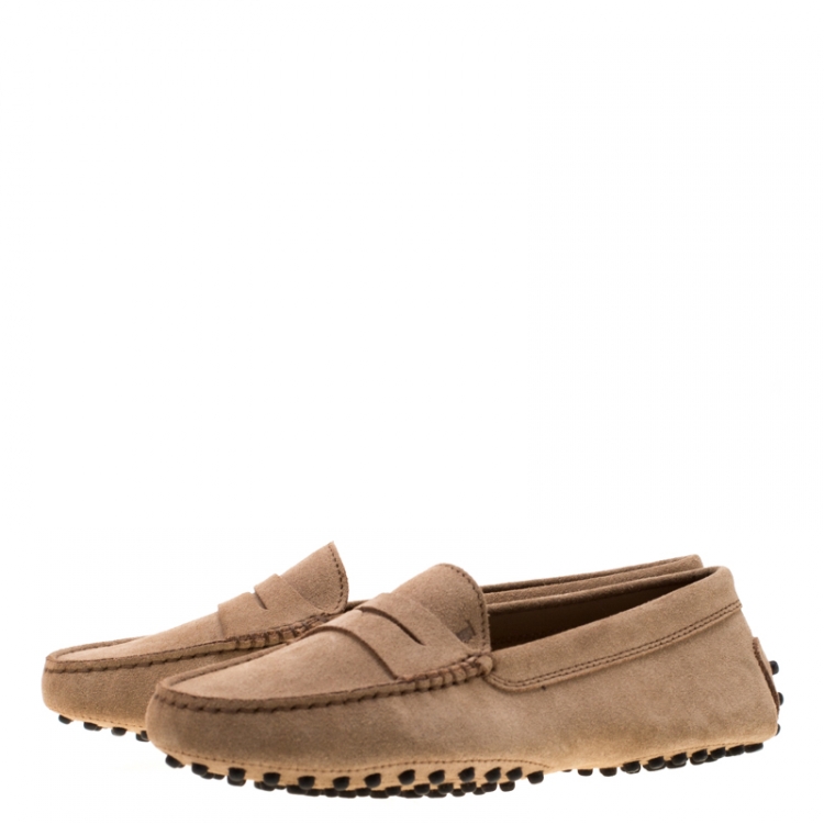 Pre Owned Tod's Beige Suede Penny Loafers Size 37.5