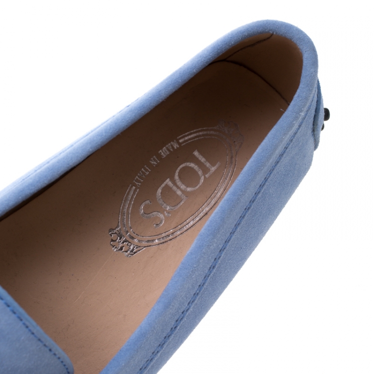 مملوكة مسبقًا Tod's Blue Suede Penny Slip On Loafers Size 40