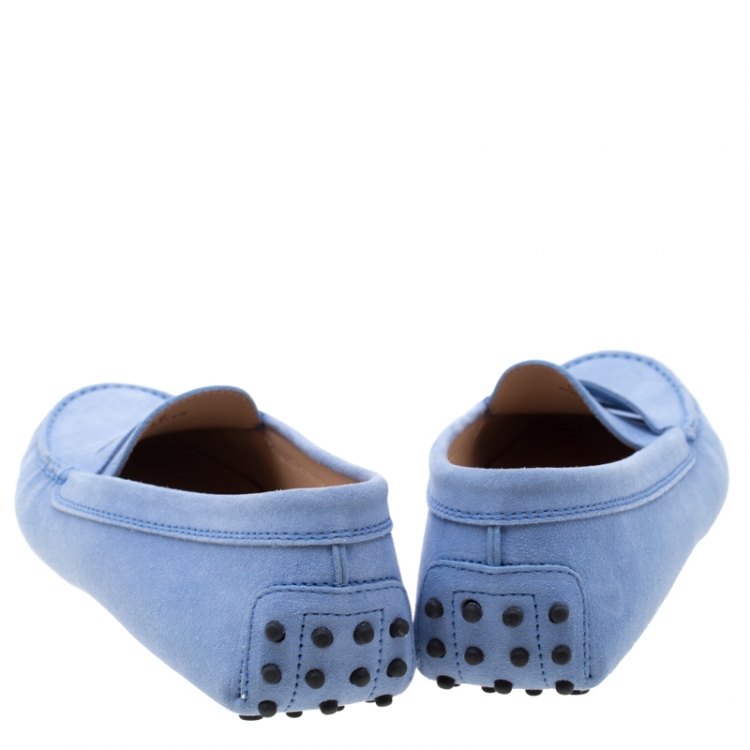 مملوكة مسبقًا Tod's Blue Suede Penny Slip On Loafers Size 40