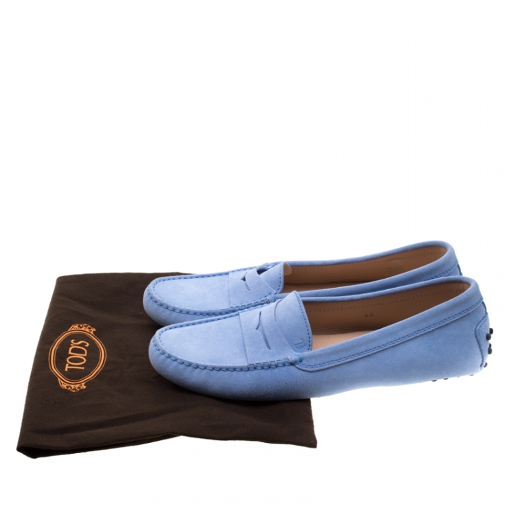 مملوكة مسبقًا Tod's Blue Suede Penny Slip On Loafers Size 40