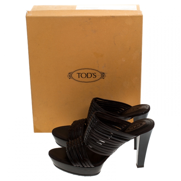 Pre Owned Tod's Brown Leather Strappy Platform Open Toe Sandals Size 38