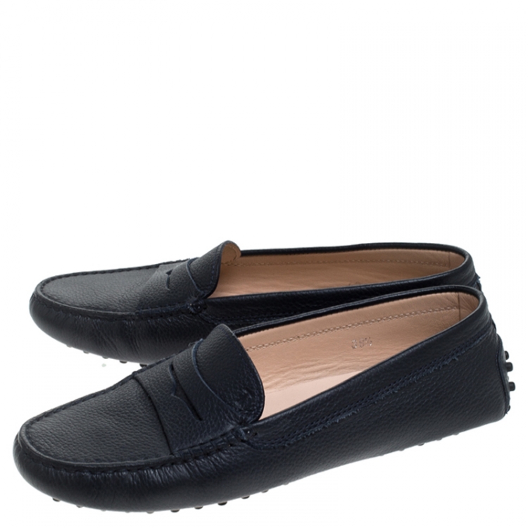 مملوكة مسبقًا Tod's Blue Leather Penny Slip On Loafers Size 38.5