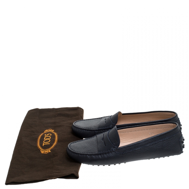 مملوكة مسبقًا Tod's Blue Leather Penny Slip On Loafers Size 38.5