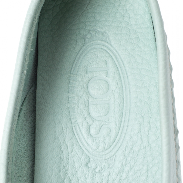 Pre Owned Tod's Pale Blue Leather Penny Loafers Size 37.5