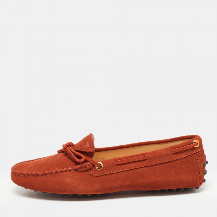 Pre Owned Tod's Brown Suede Gommino Loafers Size 38