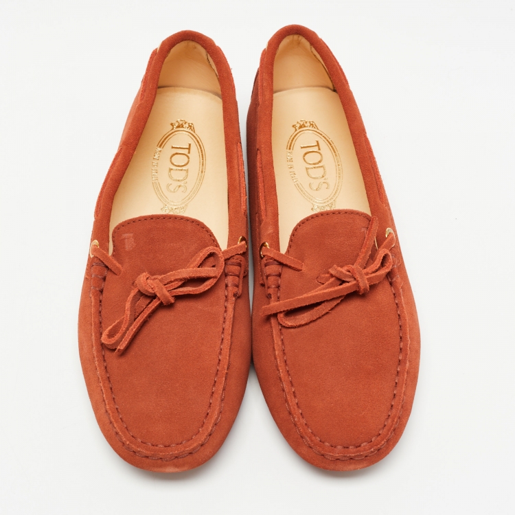 Pre Owned Tod's Brown Suede Gommino Loafers Size 38