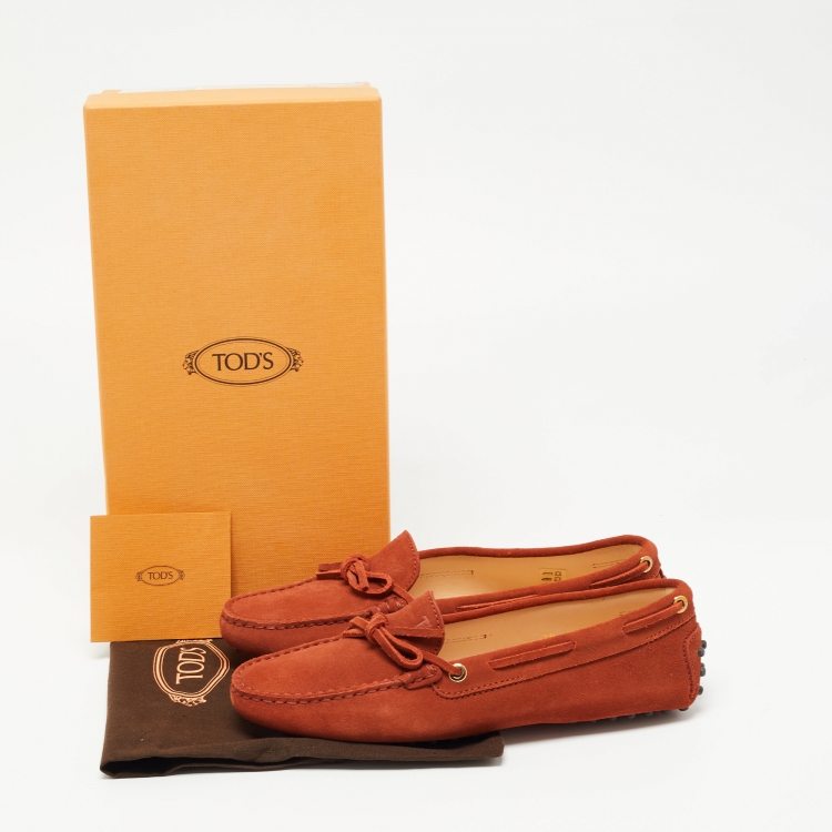 Pre Owned Tod's Brown Suede Gommino Loafers Size 38