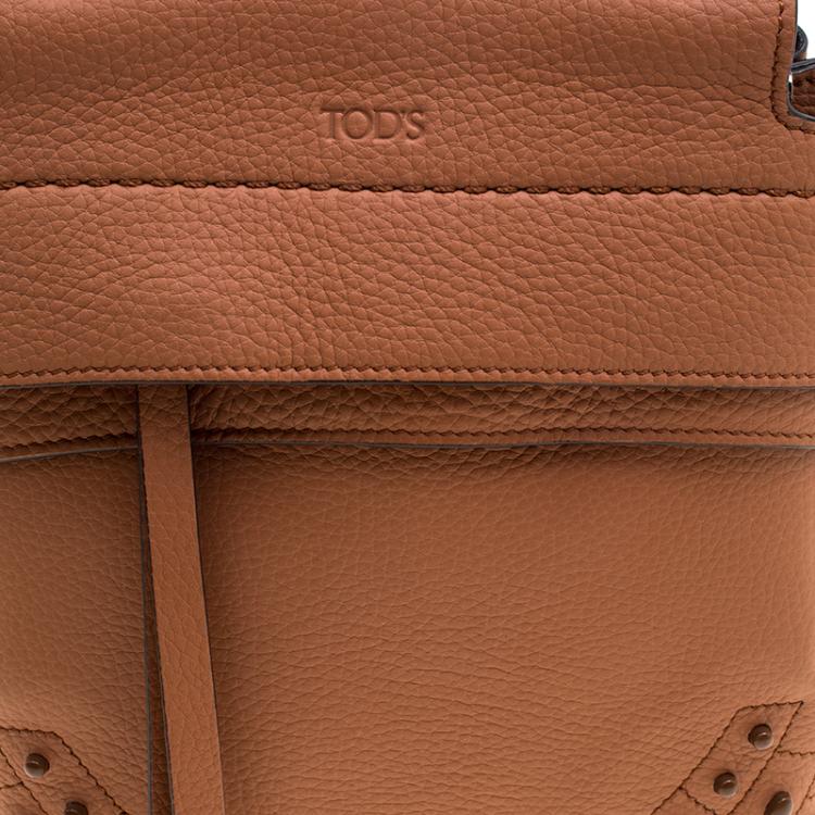 Pre Owned Tod's Brown Leather Mini Wave Top Handle Backpack
