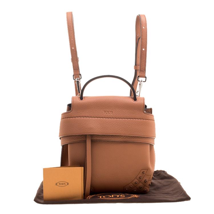 Pre Owned Tod's Brown Leather Mini Wave Top Handle Backpack