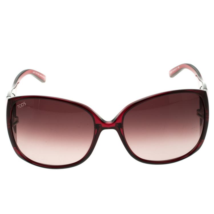 Pre Owned Tod’s Violet/Red TO0054 51B Square Sunglasses