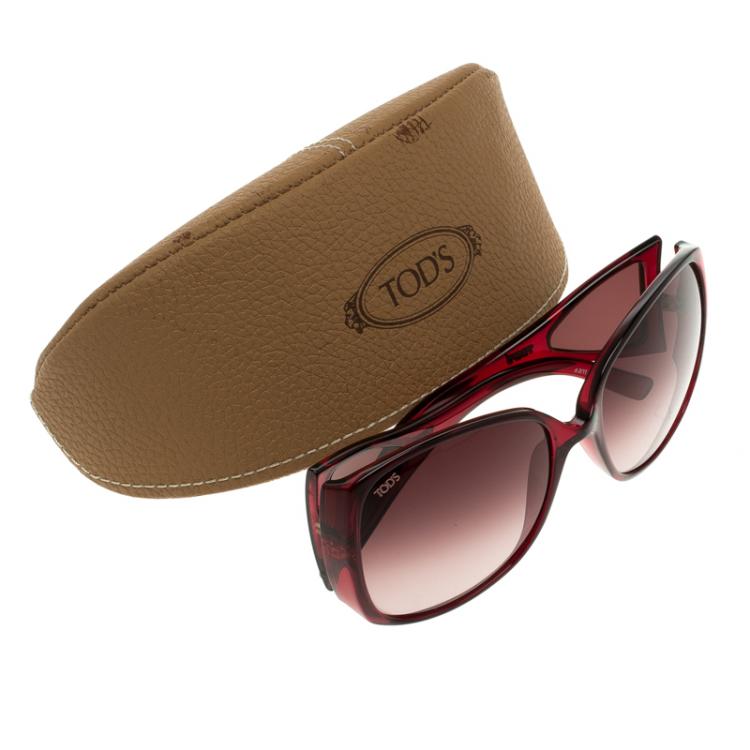 Pre Owned Tod’s Violet/Red TO0054 51B Square Sunglasses