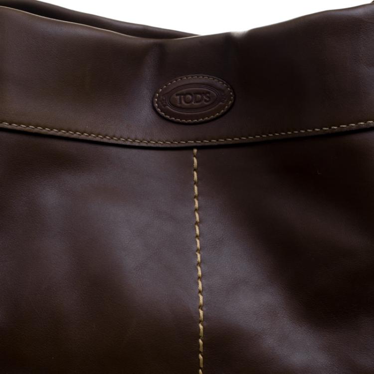Pre Owned Tod's Dark Brown Leather Shade Tote 