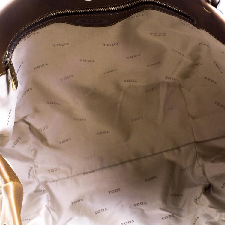 Pre Owned Tod's Dark Brown Leather Shade Tote 