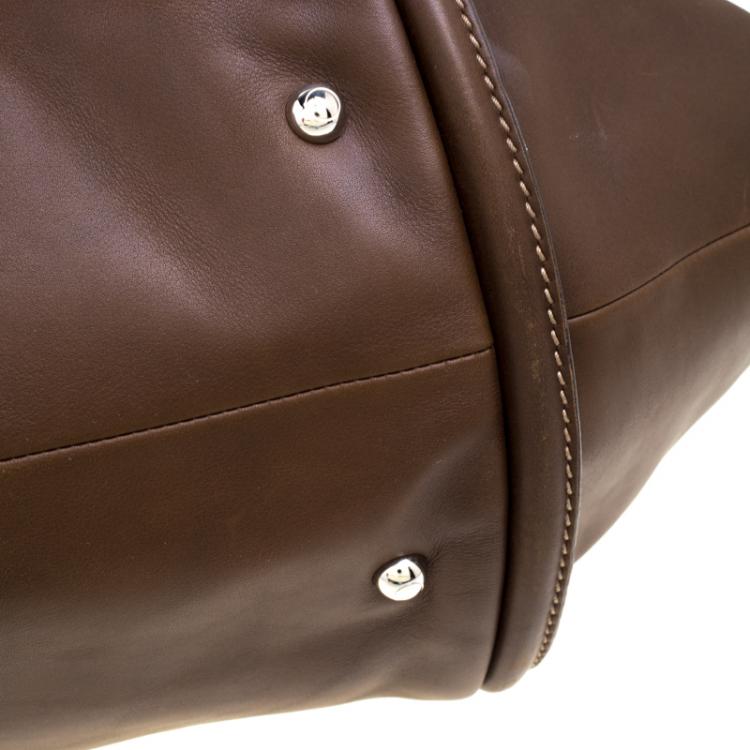 Pre Owned Tod's Dark Brown Leather Shade Tote 