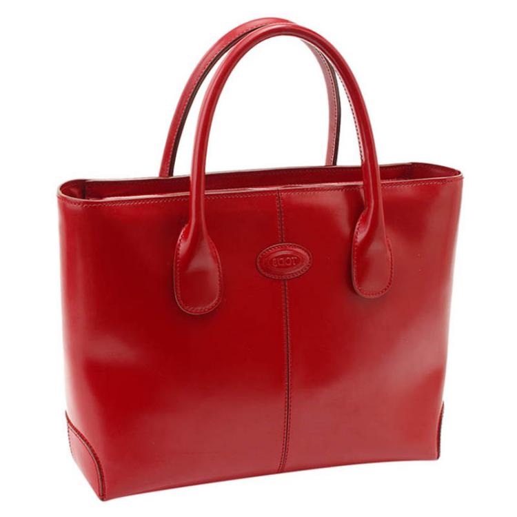 Pre Owned Tod's Red Leather Classic D-Bag Tote