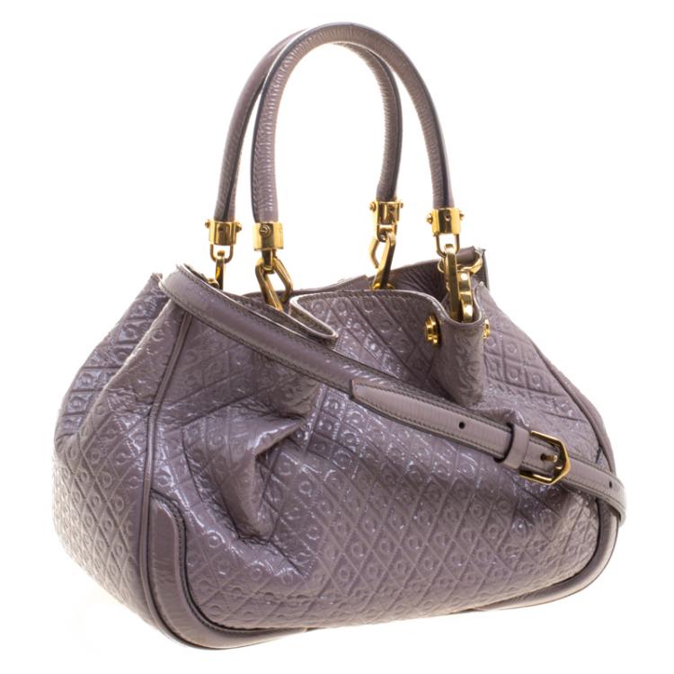 Pre Owned Tod's Grey Patent Leather Signature Racing Sacca Piccola Bag