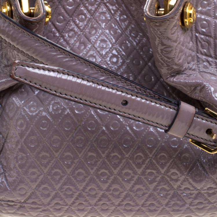 Pre Owned Tod's Grey Patent Leather Signature Racing Sacca Piccola Bag