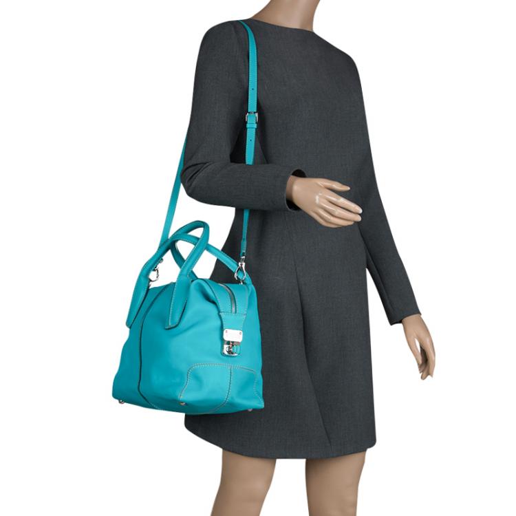 Pre Owned Tod's Blue Leather D Cube Bowler Bag