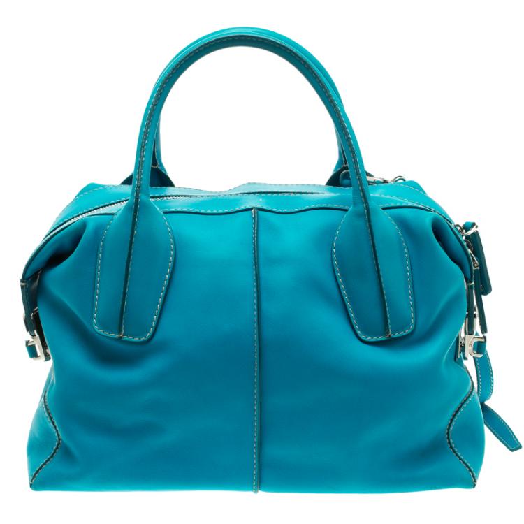 Pre Owned Tod's Blue Leather D Cube Bowler Bag