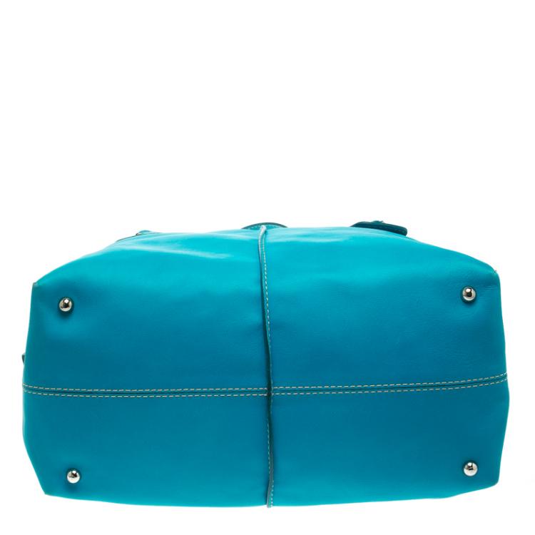 Pre Owned Tod's Blue Leather D Cube Bowler Bag