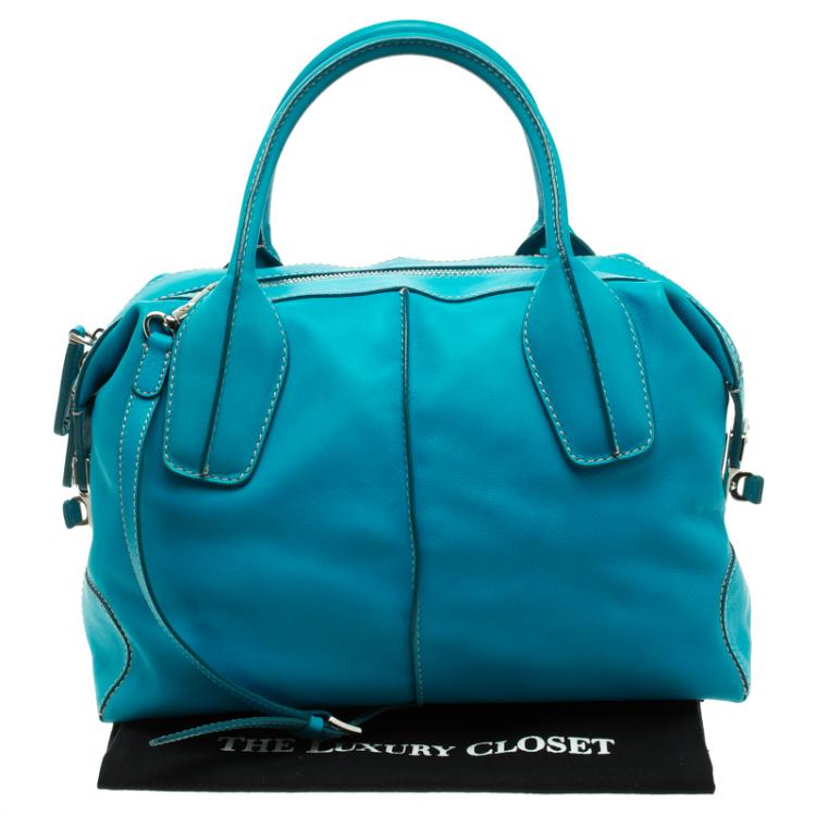 Pre Owned Tod's Blue Leather D Cube Bowler Bag