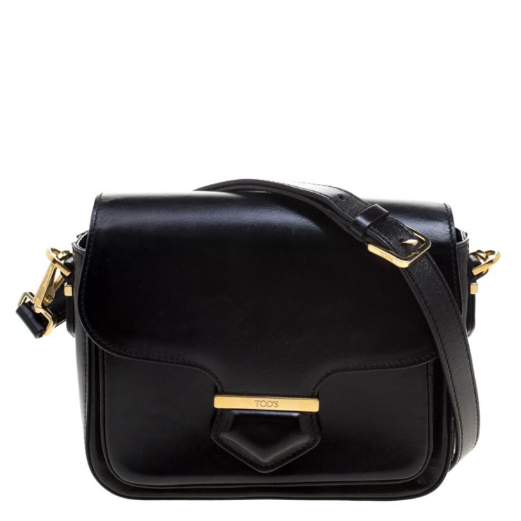 Pre Owned Tod's Black Leather Mini Military Crossbody Bag
