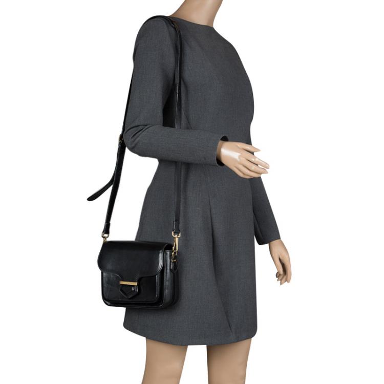 Pre Owned Tod's Black Leather Mini Military Crossbody Bag
