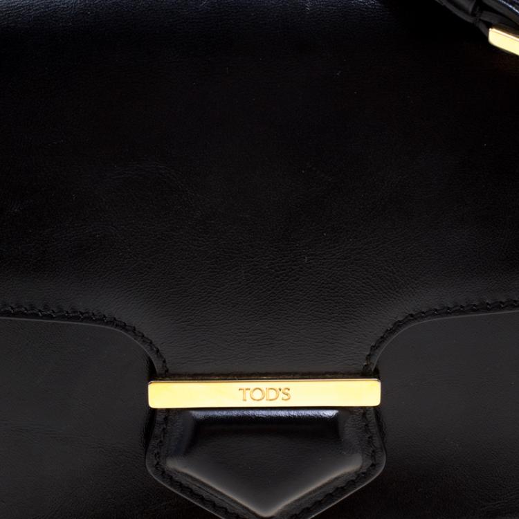 Pre Owned Tod's Black Leather Mini Military Crossbody Bag