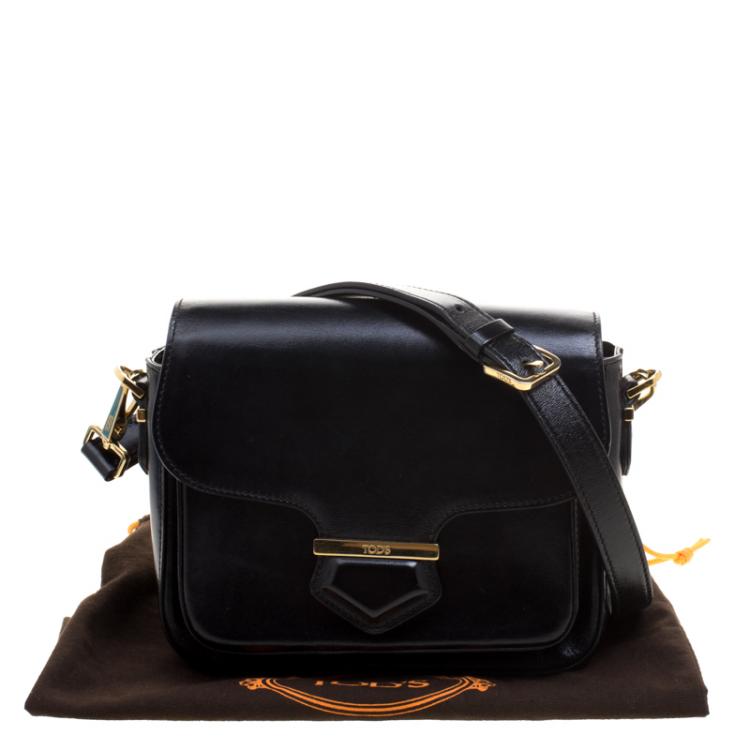 Pre Owned Tod's Black Leather Mini Military Crossbody Bag