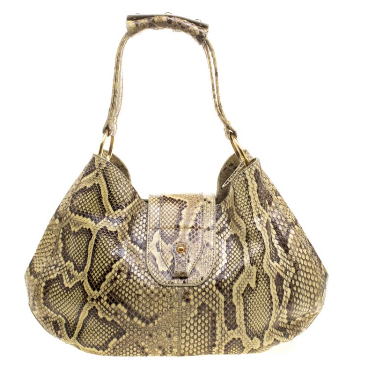 Pre Owned Tods Beige Python Hobo