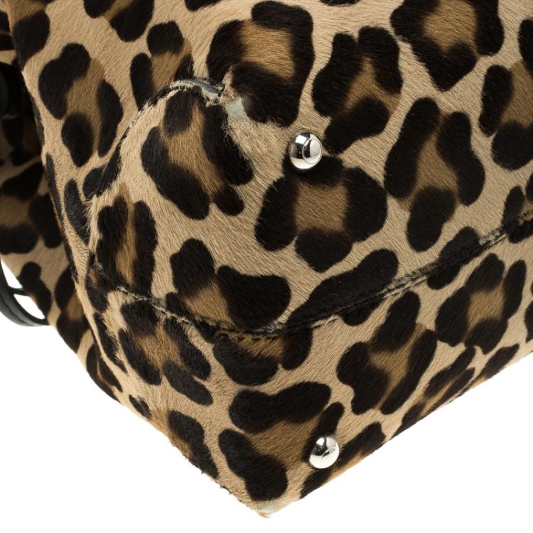 Pre Owned Tod's Beige Leopard Print Calfhair Tote