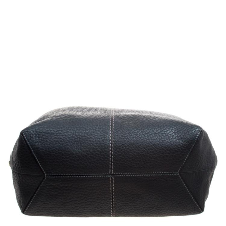 Pre Owned Tod's Dark Blue Pebbled Leather Zip Tote