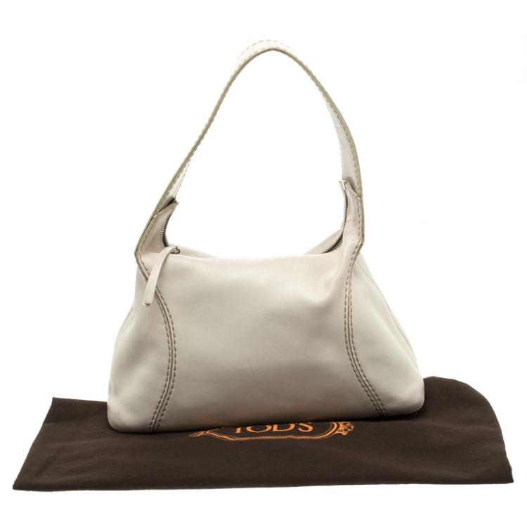 Pre Owned Tod's Off White Leather Shoulder Bag