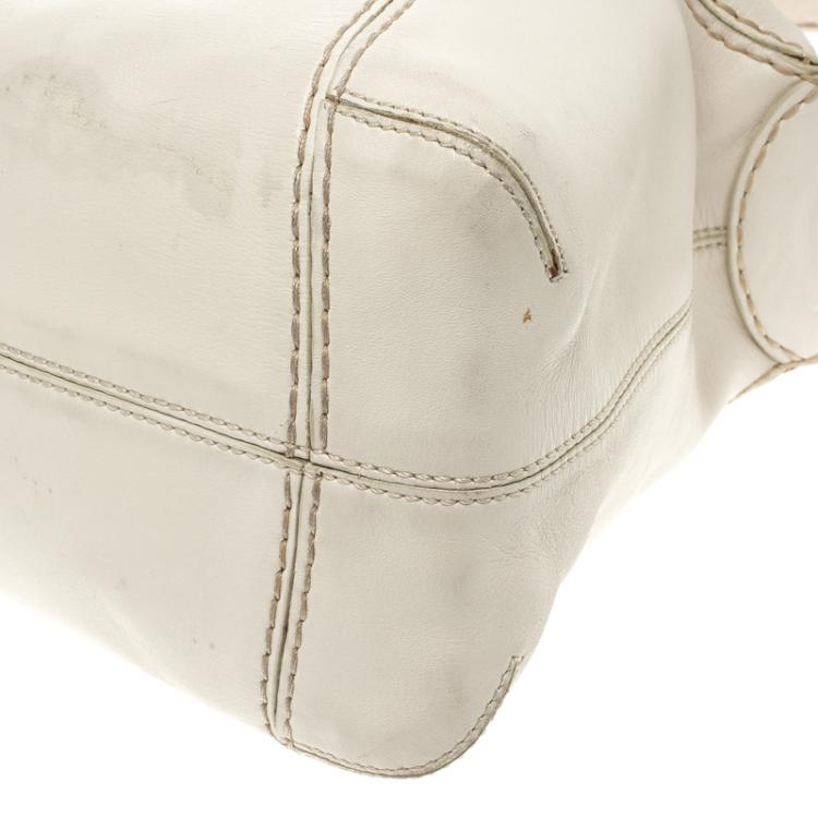 Pre Owned Tod's Off White Leather Shoulder Bag