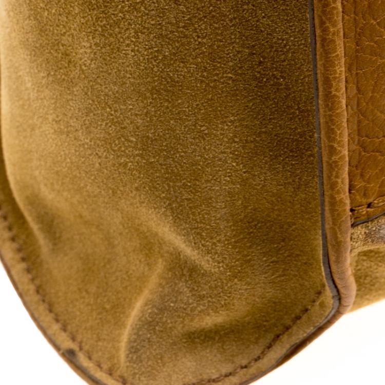 Pre Owned Tod's Light Brown Suede Fold In Flap Bag