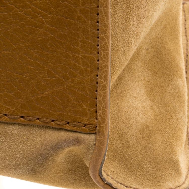 Pre Owned Tod's Light Brown Suede Fold In Flap Bag