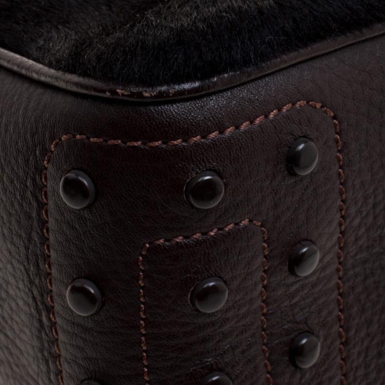 مملوكة مسبقًا Tod's Brown/Black Suede/Leather and Calfhair Miky Hobo