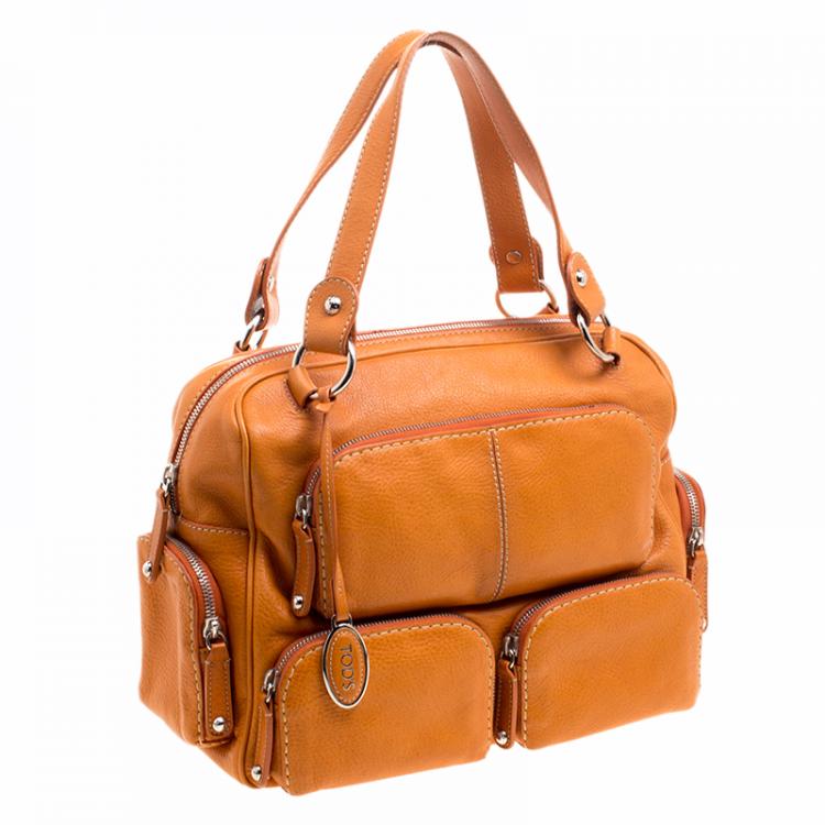 Pre Owned Tod's Orange Leather T Bag Media Satchel 