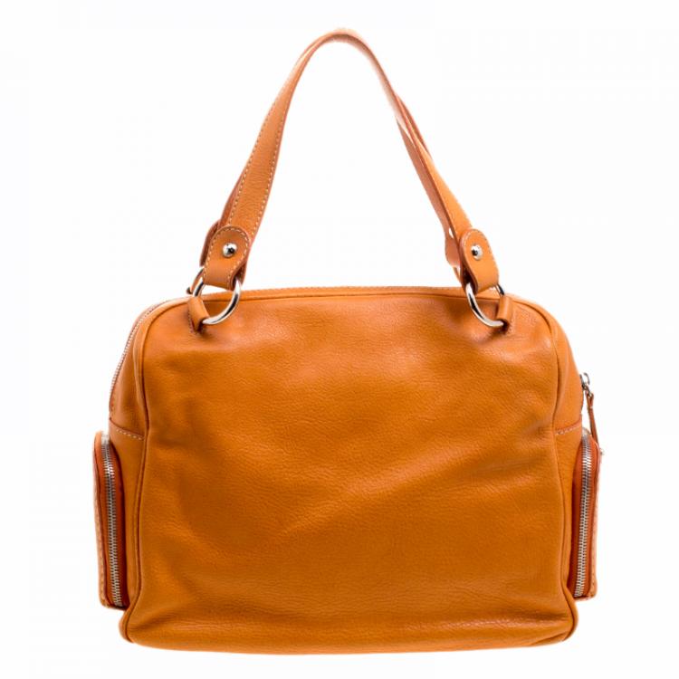 Pre Owned Tod's Orange Leather T Bag Media Satchel 