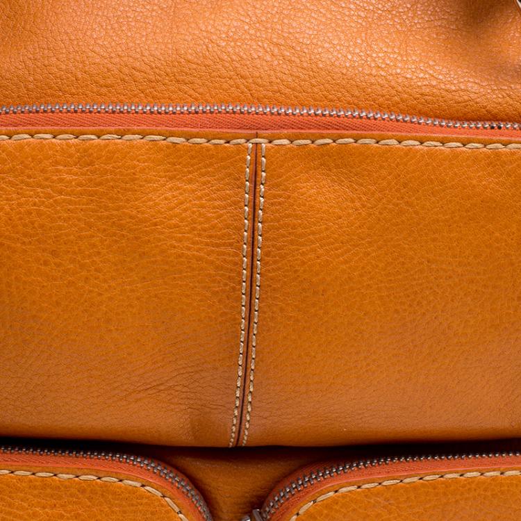 Pre Owned Tod's Orange Leather T Bag Media Satchel 