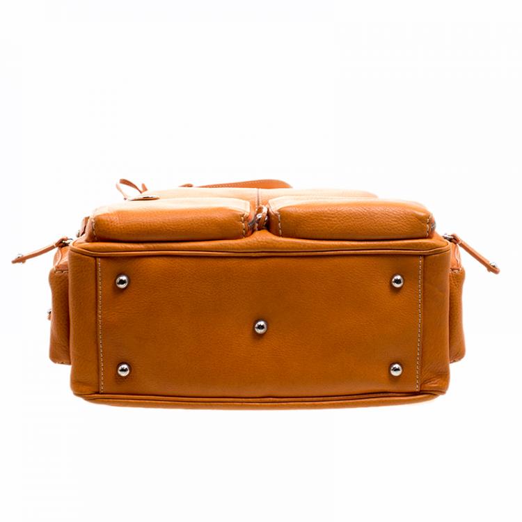 Pre Owned Tod's Orange Leather T Bag Media Satchel 