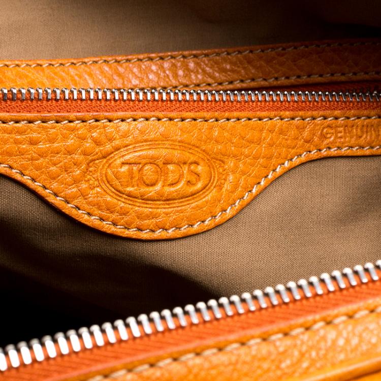 Pre Owned Tod's Orange Leather T Bag Media Satchel 