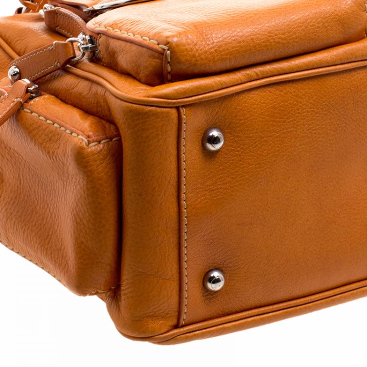 Pre Owned Tod's Orange Leather T Bag Media Satchel 