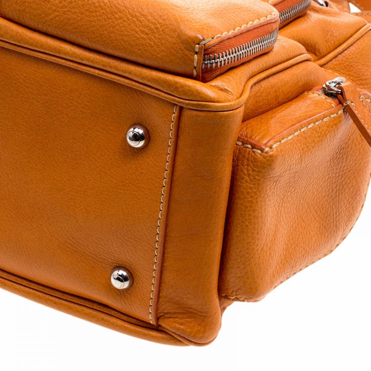 Pre Owned Tod's Orange Leather T Bag Media Satchel 