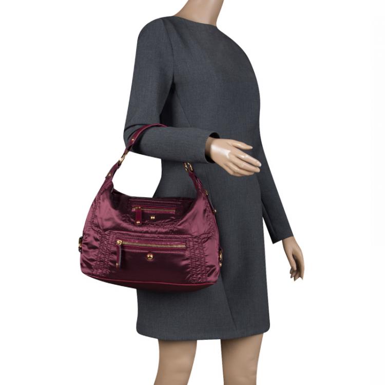 Pre Owned Tod's Purple Nylon Pashmy Hobo